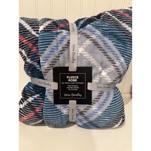 Vera Bradley Fleece Robe Size L Hooded Plaid Super Soft Cozy Pockets Tie Closure